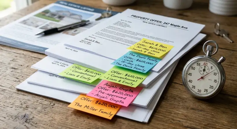 A house with a 'sold' sign in front