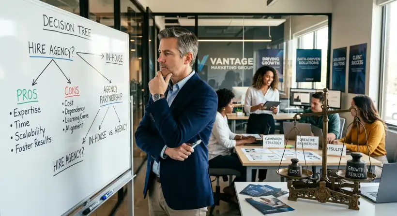 A person looking at a computer screen, representing search marketing strategies