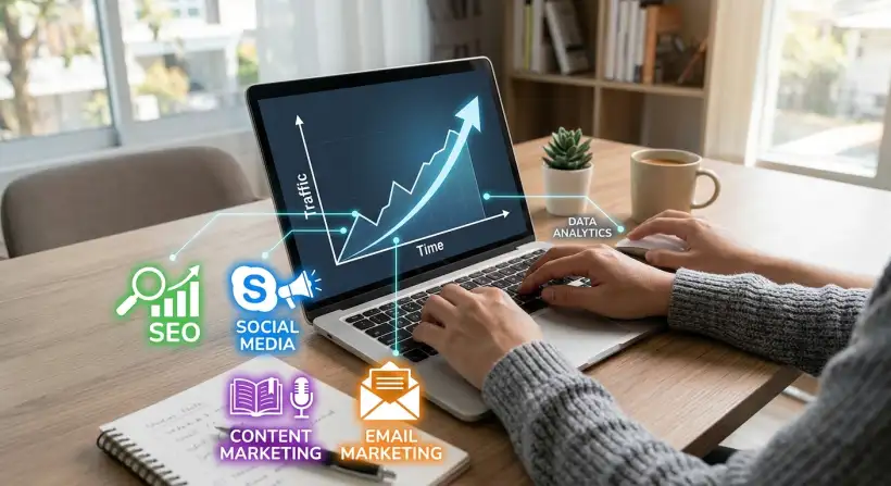 A computer screen displaying website traffic analytics