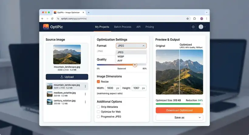 Laptop displaying website with image optimization strategies