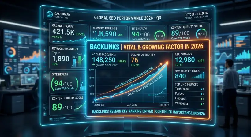 A computer screen displaying a website's backlink profile