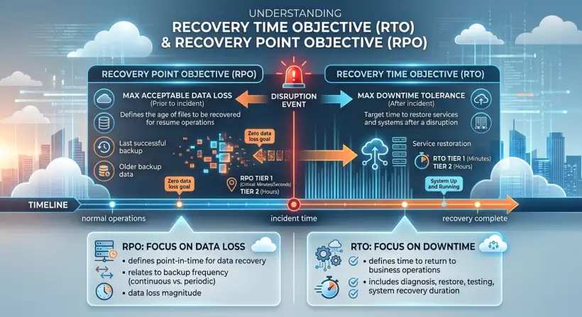 A computer server room with blinking lights, representing data and cloud technology.