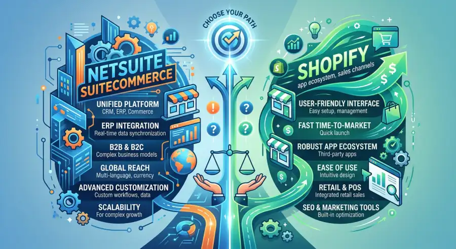 A computer screen displaying the NetSuite interface with e-commerce elements