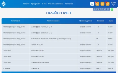 Прайс лист компании Технолоджи