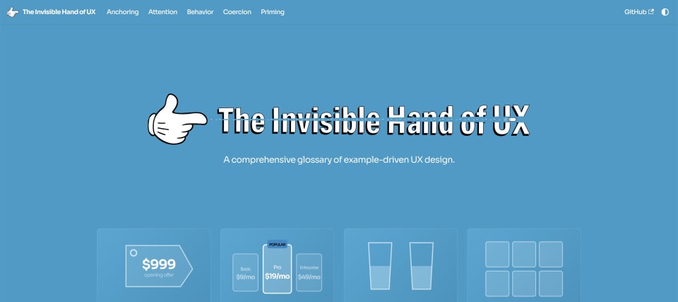 The merged landing page with the visual term grid above the fold