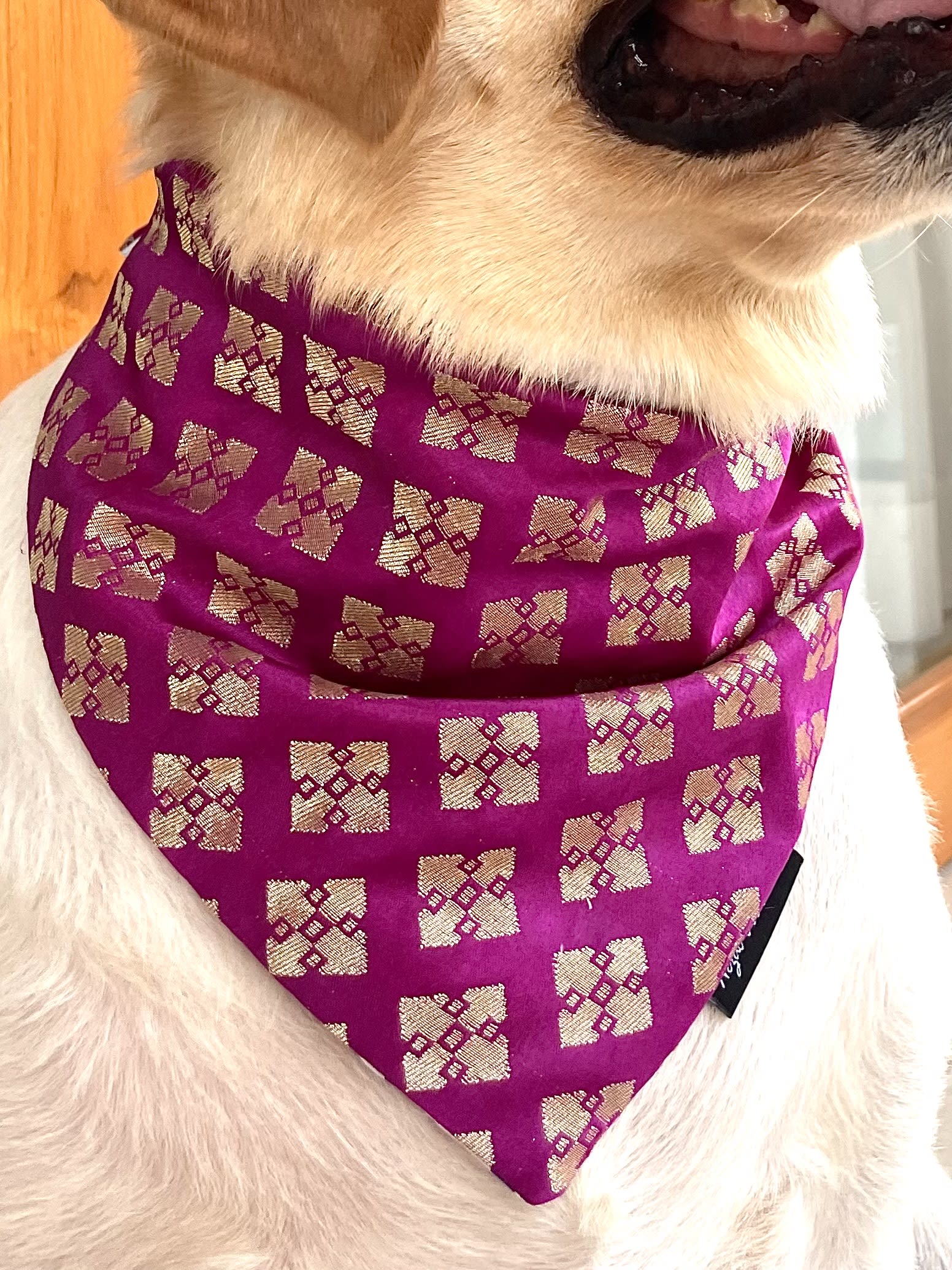 Magenta Banarasi tie on Bandana  image 4