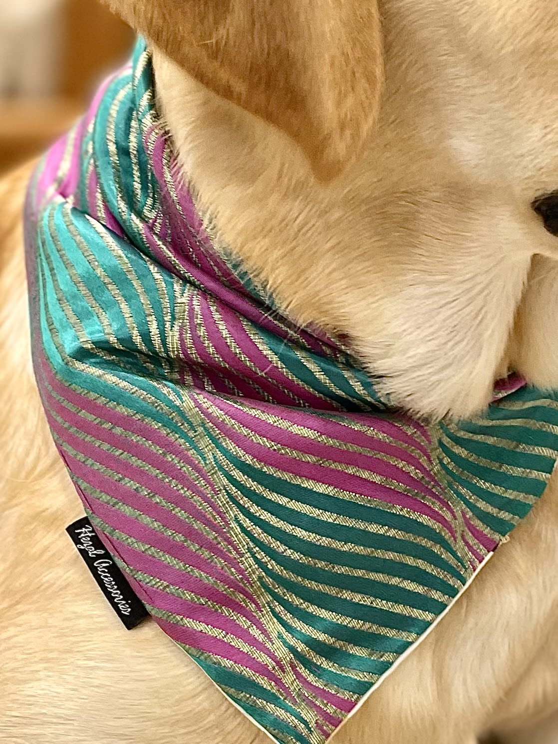 Emerald & Orchid Stripes Silk tie on Bandana image 2