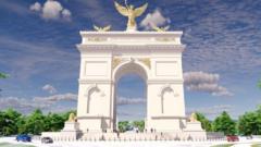 Trump unveils giant gold-accented victory arch design for US capital