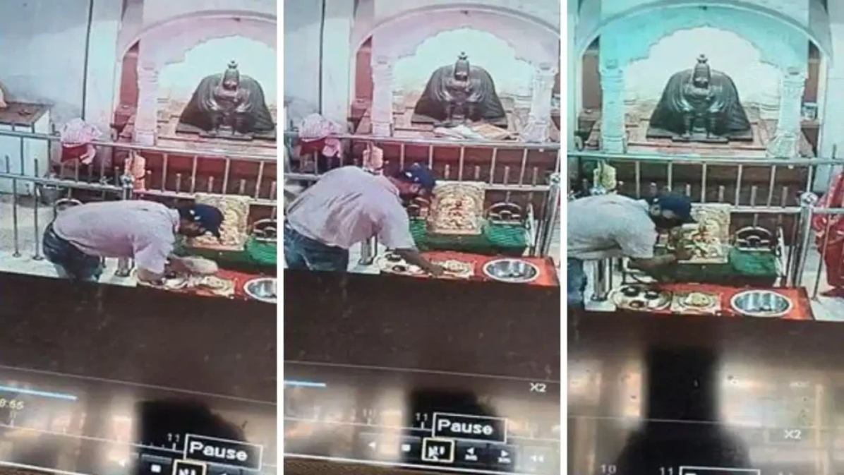 पूजा-अर्चना के बाद देवी मां का मुकुट चुराकर फरार हुआ शातिर