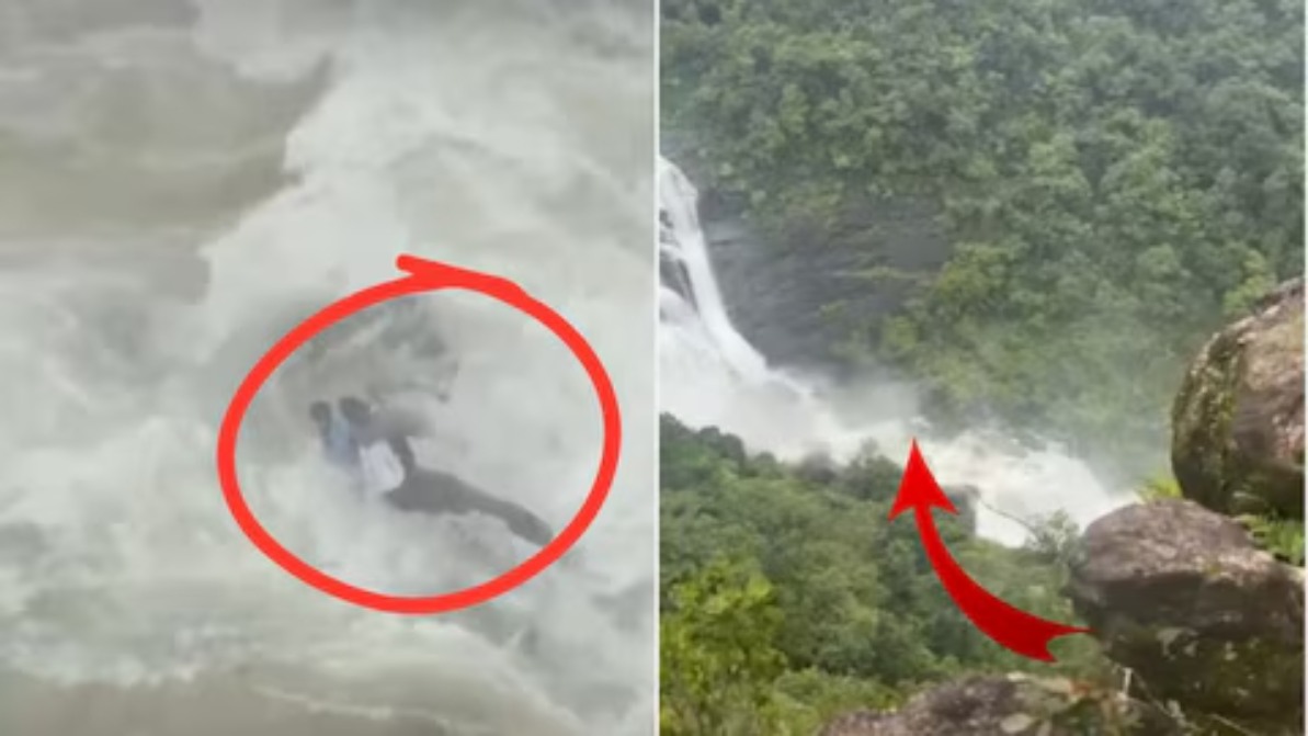 कर्नाटक के उफनते वाटरफॉल में फंसे कॉलेज छात्र, रेस्क्यू टीम ने सभी को सुरक्षित निकाला