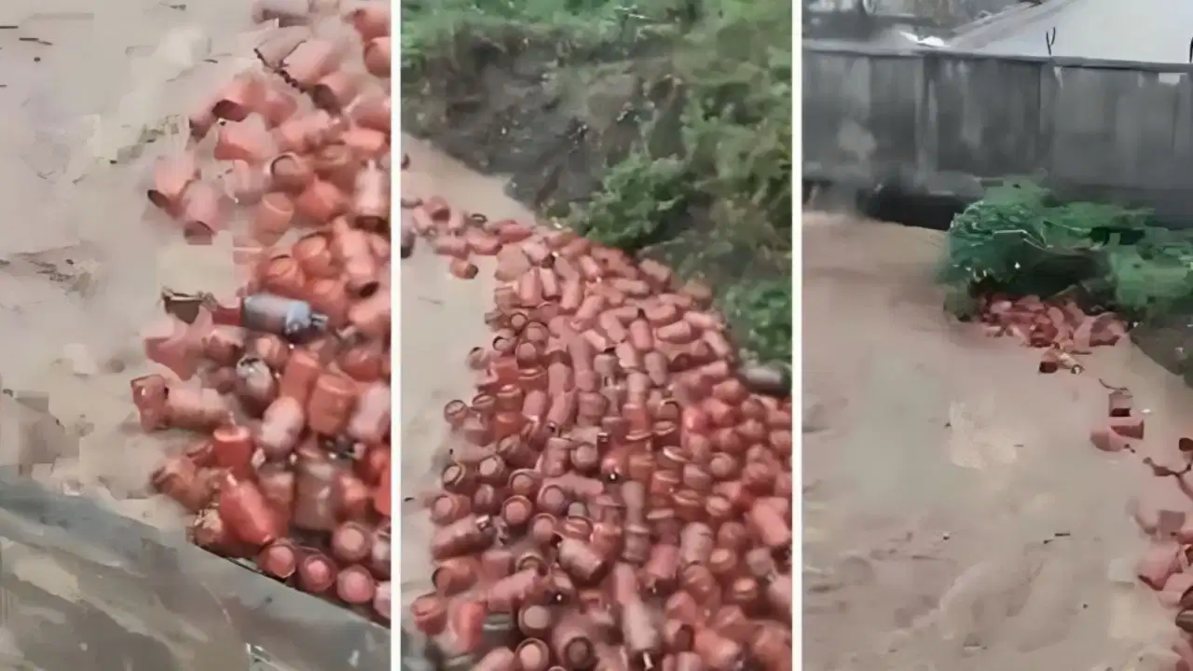 महाराष्ट्र की पातालगंगा नदी में बहे 3000 गैस सिलेंडर, प्रशासन ने जारी किया अलर्ट