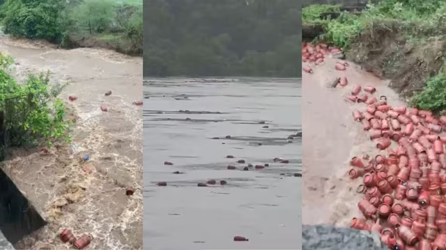 महाराष्ट्र के रायगढ़ में बड़ा मामला, पातालगंगा नदी में बहे हजारों गैस सिलेंडर