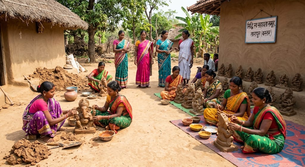 तारापुर की महिलाओं ने पर्यावरण संरक्षण के साथ बढ़ाई आमदनी, गणेश प्रतिमाओं से 1.80 लाख कमाए