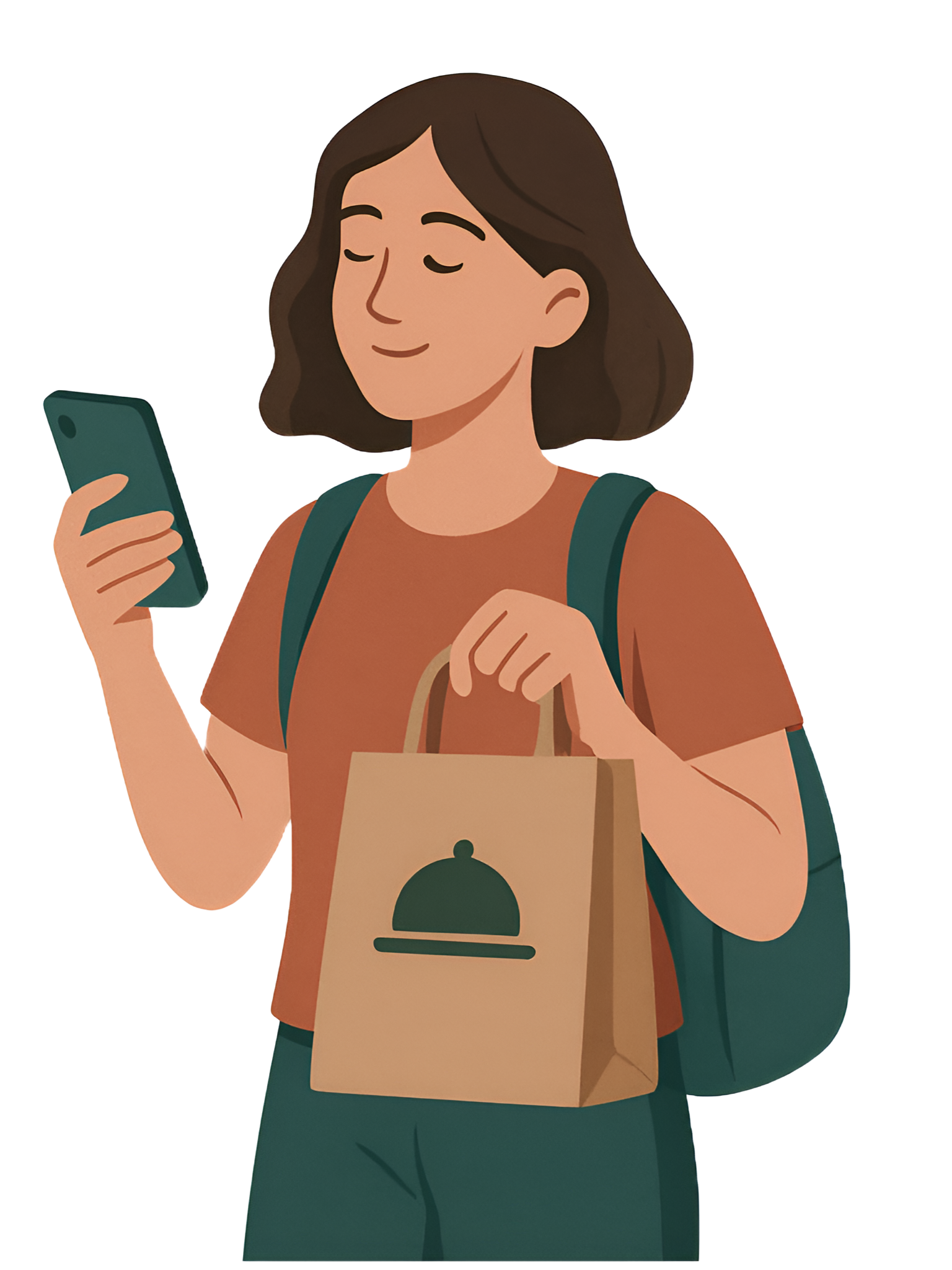 Student with food delivery