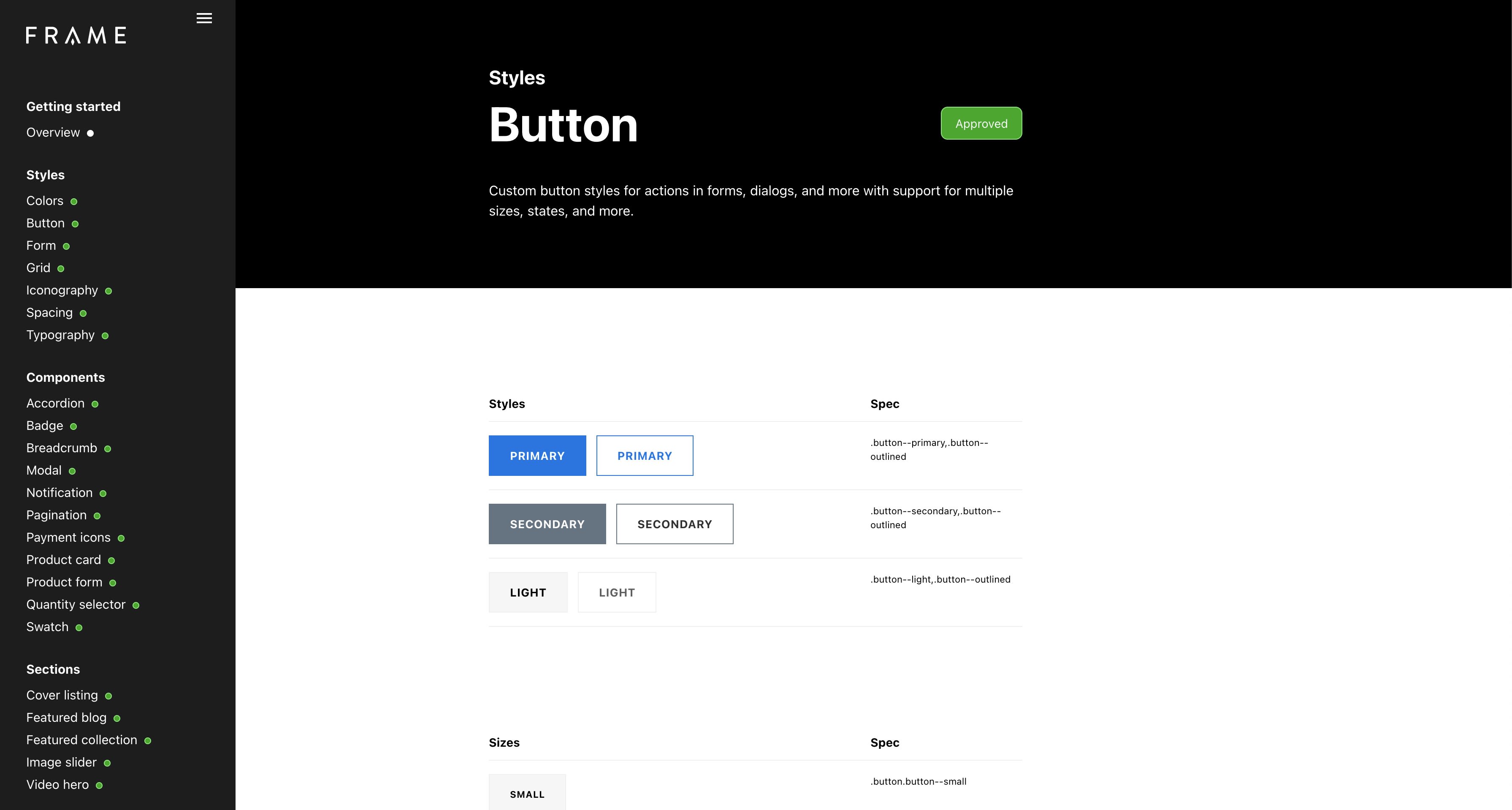 Component library of Frame
