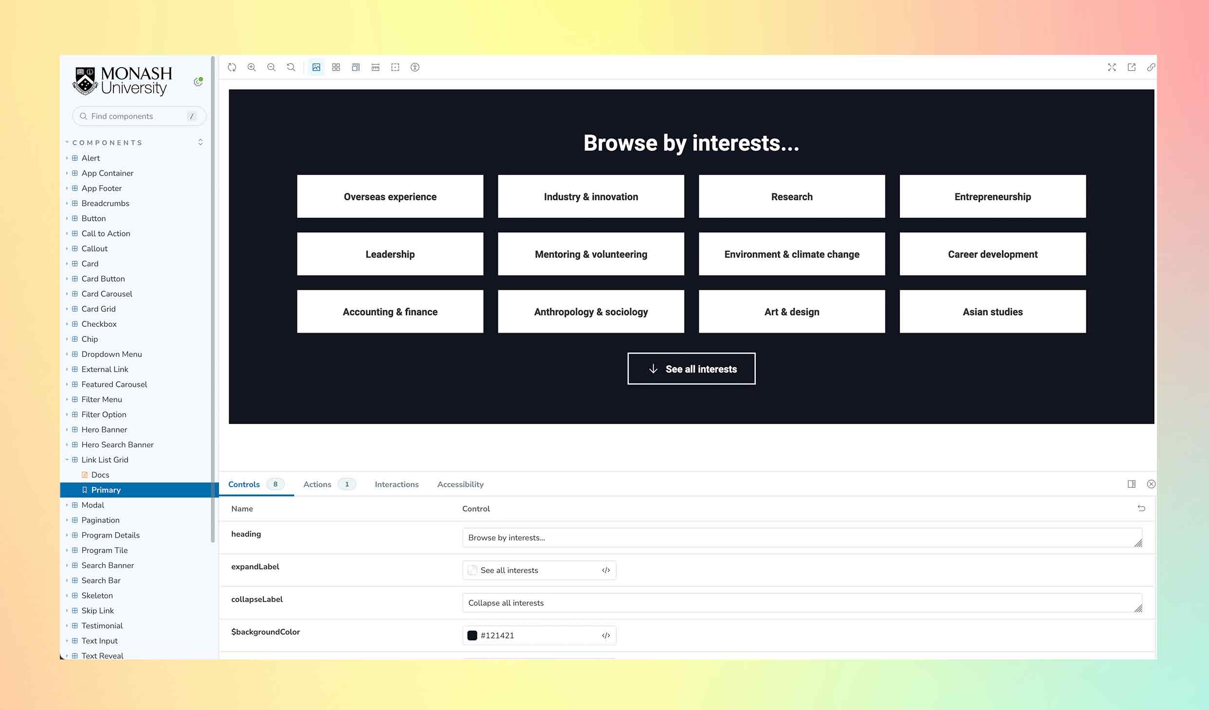 Component library of Monash Enrich
