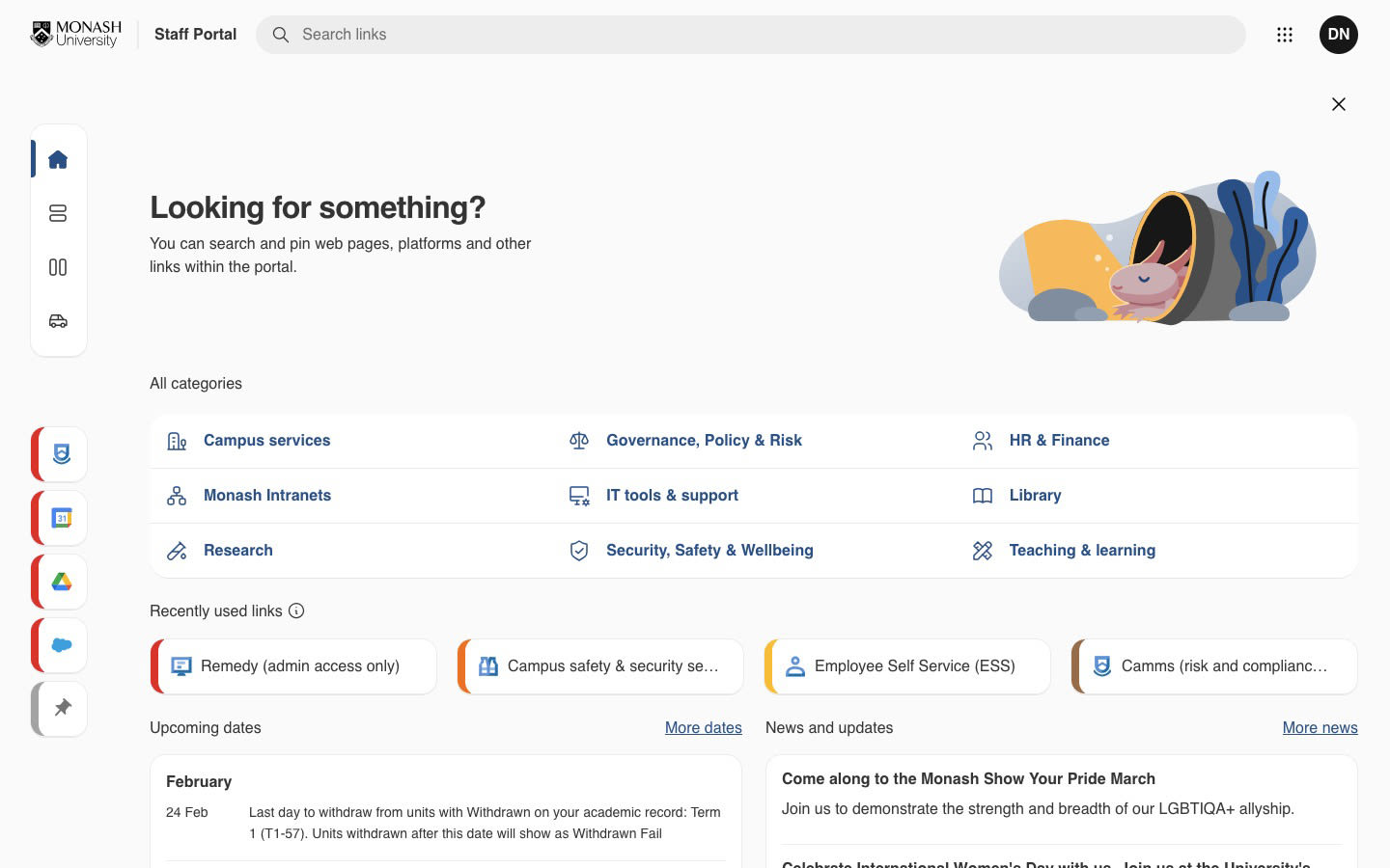 Alternative homepage layout with slim content