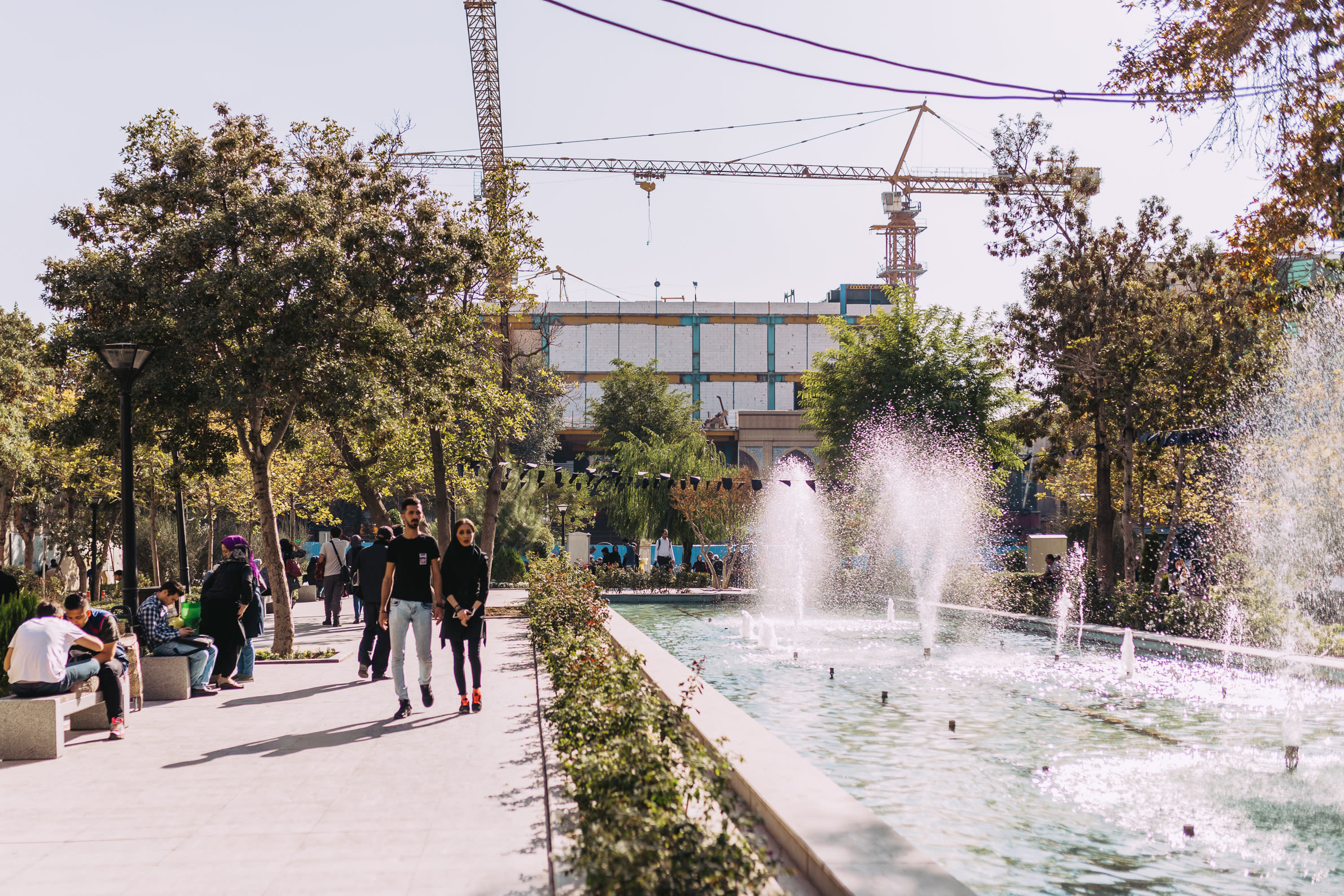 Tehran is filled with many small parks and water fountains. It plays a large importance for the populous city during the long summers.