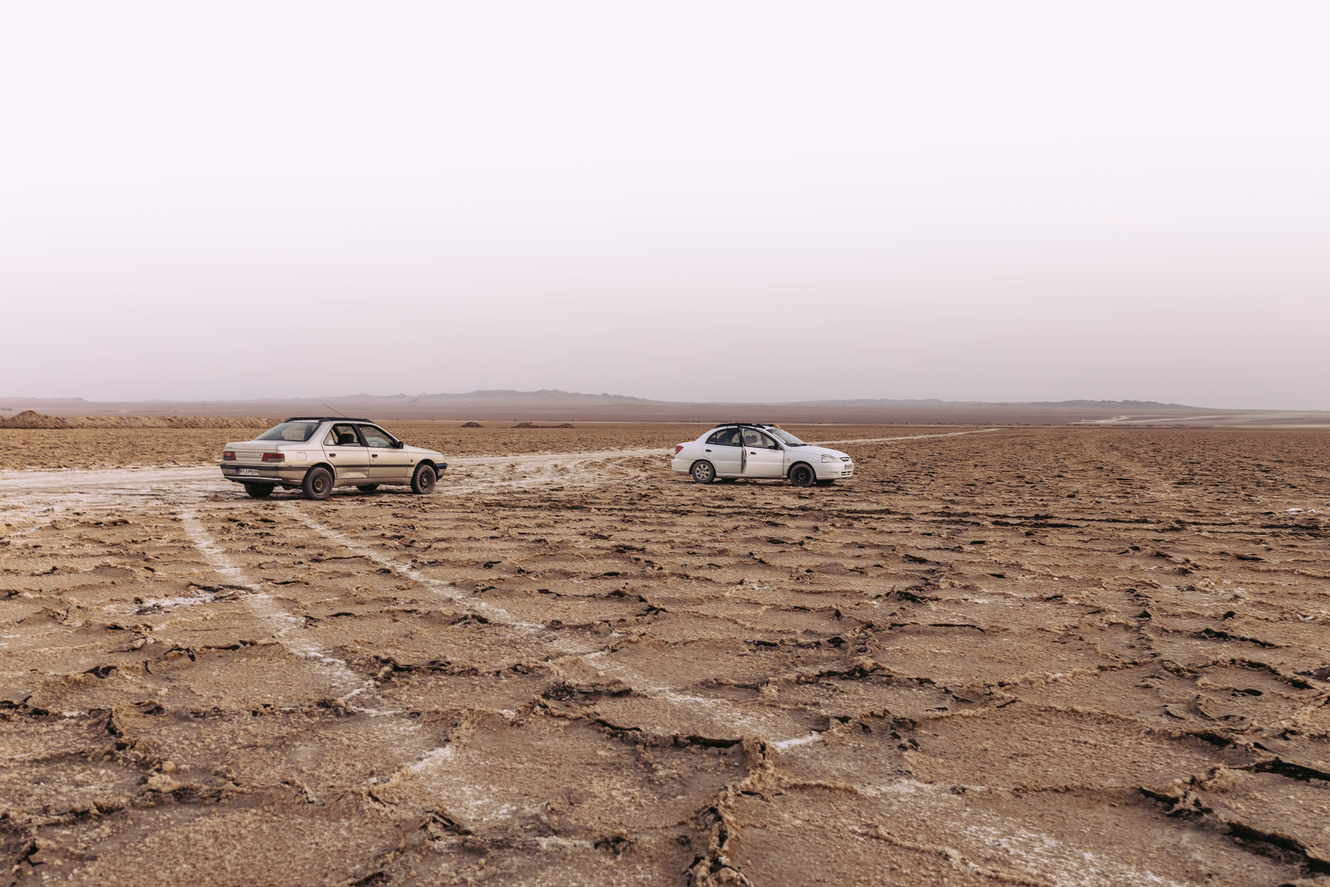 The salt lakes in Maranjab Desert
