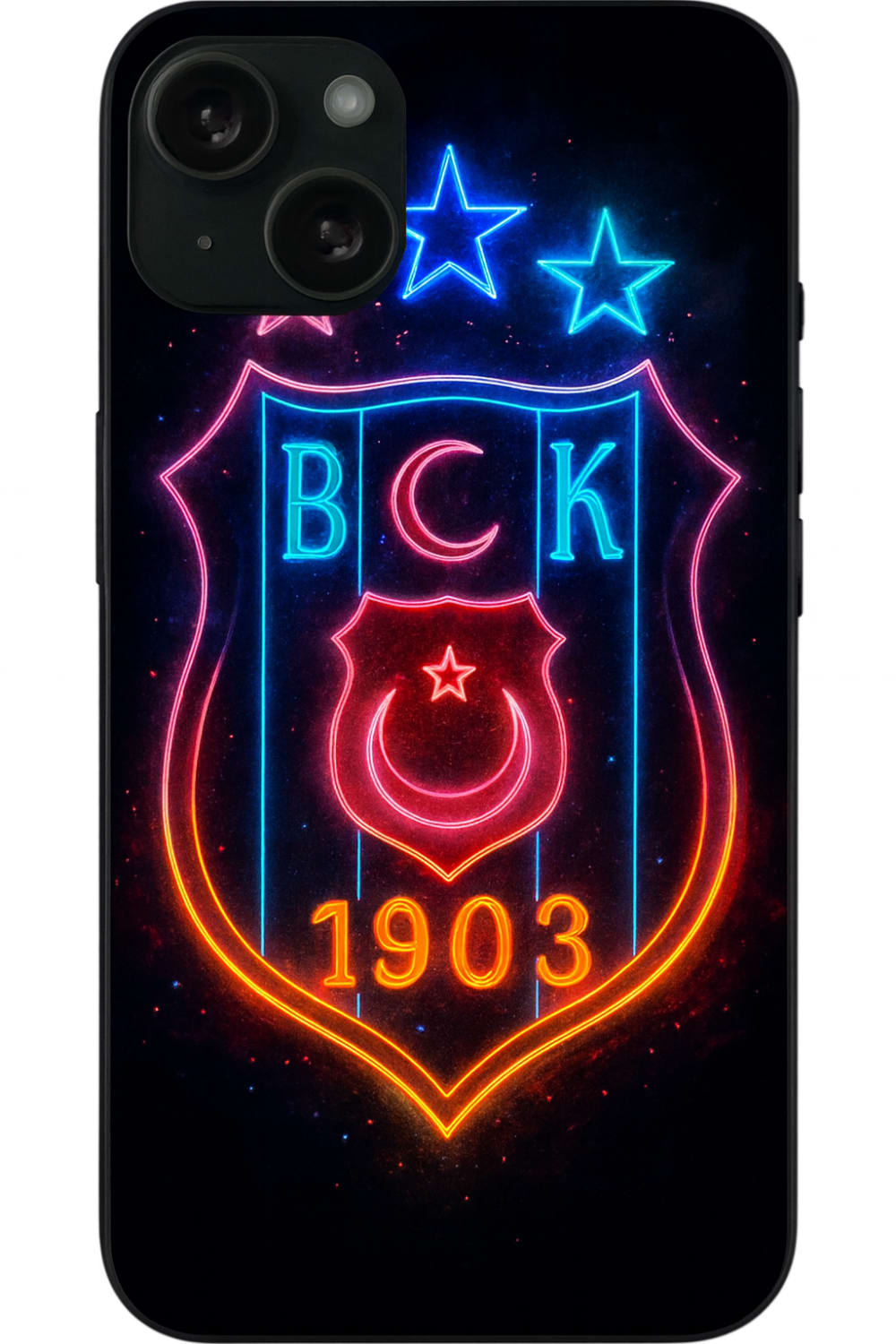 Apple iPhone 15 - Siyah Arka Plan ve Besiktas Logolu Porto Kilif