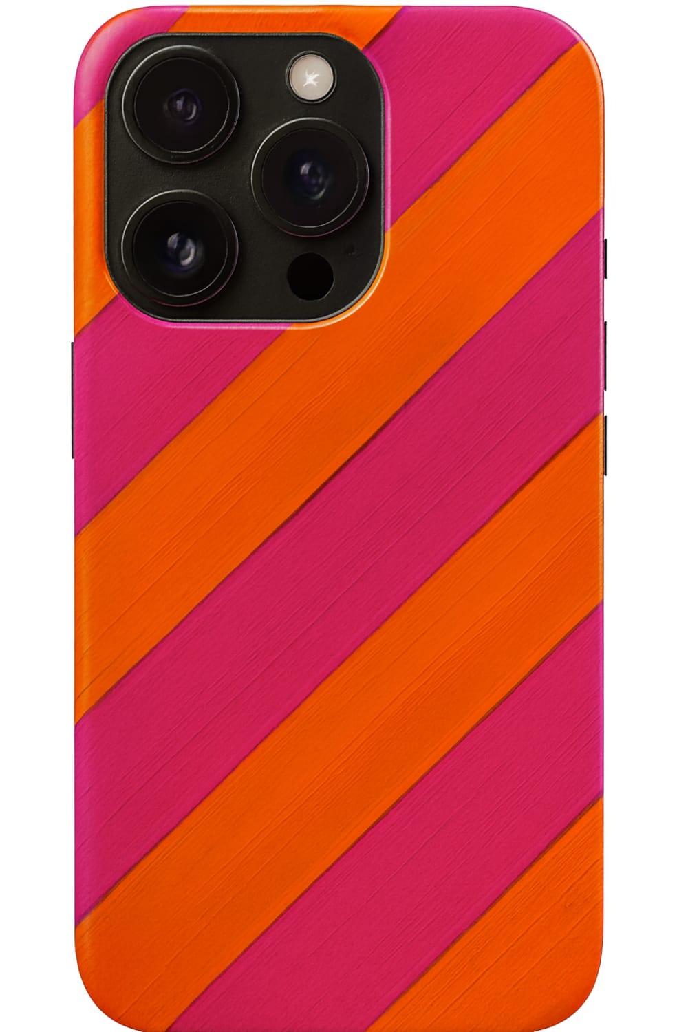 Apple iPhone 16 Pro Max - Kalin Pembe Turuncu Çizgiler Temali Süper Kilif