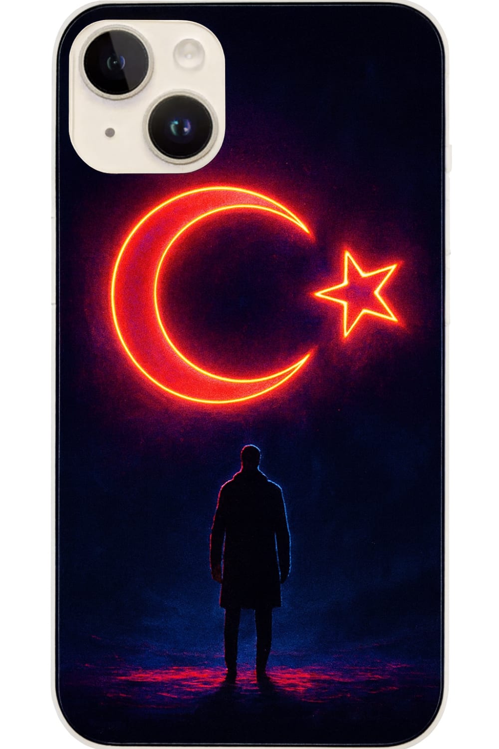 Apple iPhone 14 - Siyah Renkli Türk Bayragi Temali Süper Kilif