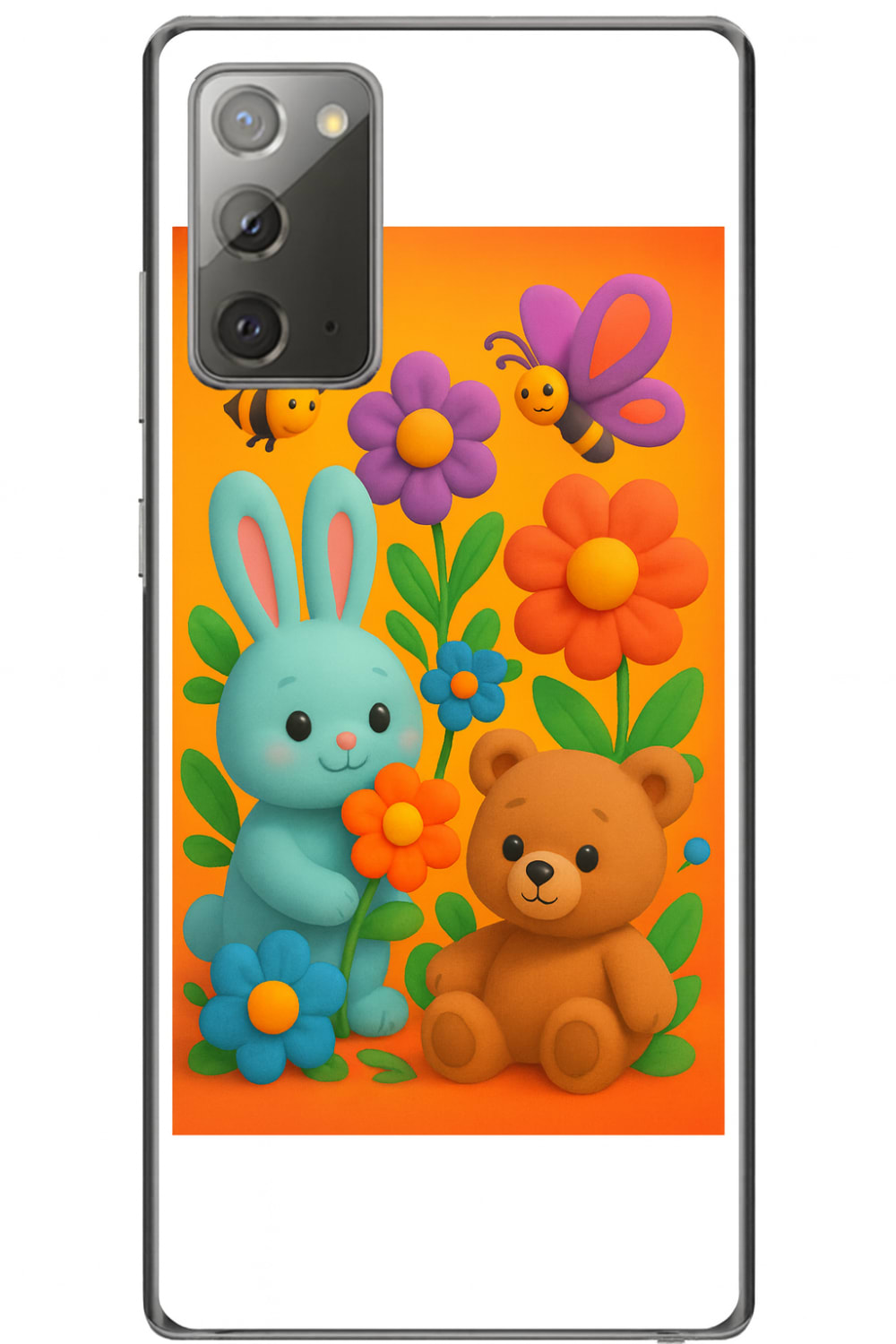 Samsung Samsung Galaxy A8 2018 - Renkli Tavsan, Çiçek ve Ayicik Temali Süper Kilif