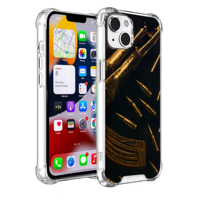 Apple iPhone 15 - Altin Renkli AK47 Temali Shock Kilif