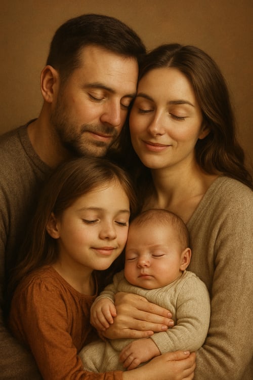 Bir huzurlu aile fotoğrafı çiz