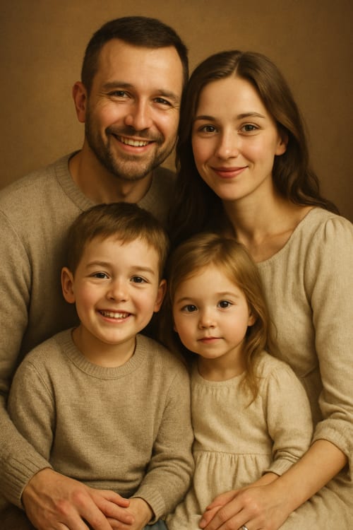 Mutlu bir aile fotoğrafı çiz