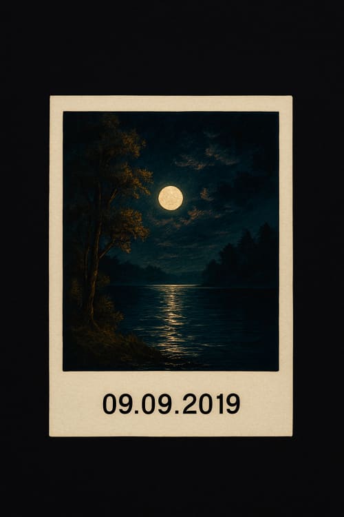 Polaroid fotograf şeklinde telefonun alt kısmına yakın bir yerde fotoğraf olacak. Altında 09.09.2019 tarih yazılı olacak. Siyah kılıf üstüne