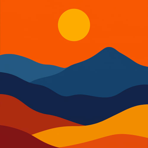 minimalist mountain landscape at sunset