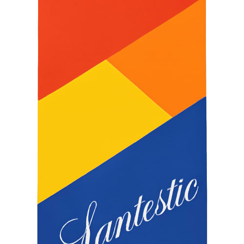 sağ altta dikey bickham script fontuyla santestic yazacak