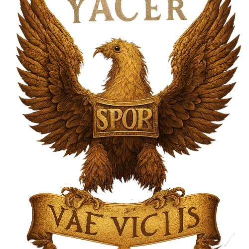 Bir spqr kartalı kanatları arasında Roma fontuyla Yacer yazısı ile kartalın pençelerinde Vae Victis yazısının olmasını istiyorum