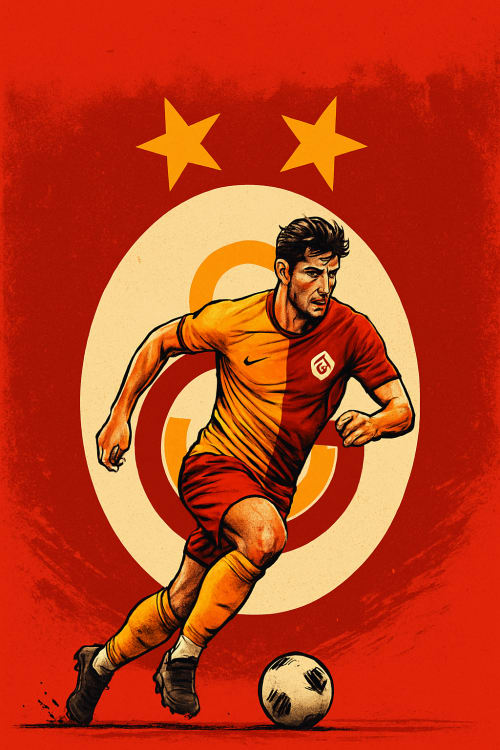 Barış alper Yılmaz baskılı Galatasaray kılıfı. Aksiyon Pozu: Saha içinde top sürerken, dinamik bir an. Galatasaray Kırmızı-Sarısı: Klasik Galatasaray renkleri. Galatasaray Logosu: Galatasaray logosunun yer aldığı bir arka plan.