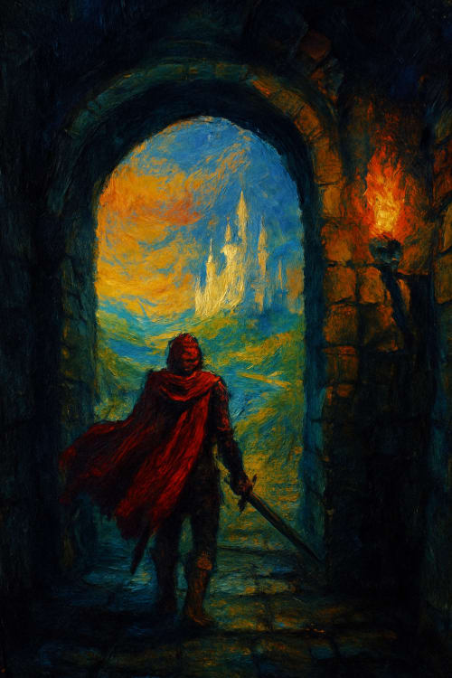 Final fantasy 1 temalı. Yağlı Boya / Sanatsal: Fırça darbeleri belli olan, tablo hissi veren sanatsal bir işleme. Manzara: Final Fantasy 1 dünyasından ikonik bir manzara. Zindan: Karanlık bir zindan ortamı.