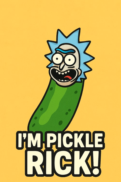 Rick and Mortyli bir kılıf istiyorum ama üstünde hem resim hem de Rickin ikonik sçzlerinden biri olsun. Çizgi Film / İllüstrasyon: Renkli, stilize, çizgi film veya illüstrasyon tarzında. Minimalist Doku: Sade ve hafif dokulu bir arka plan. I'm Pickle
