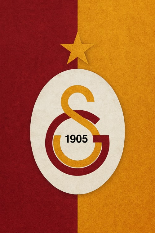 Galatasaray. Gerçekçi Fotoğraf: Yüksek çözünürlüklü, gerçek bir fotoğraf gibi net ve detaylı. Takım Logosu: Galatasaray logosunun belirgin olduğu bir arka plan.