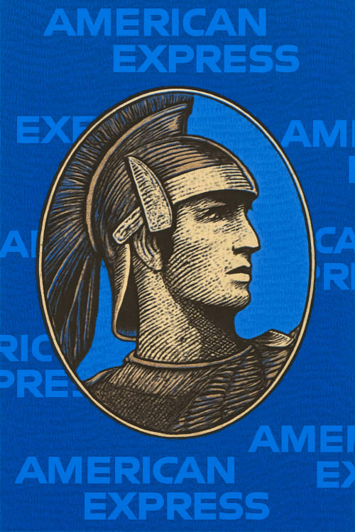 American expres olucak. Gerçekçi Fotoğraf: Yüksek çözünürlüklü, gerçek bir fotoğraf gibi net ve detaylı. Logolu Arka Plan: American Express logosu ile desenlenmiş bir arka plan.