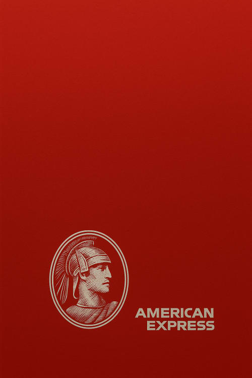 realistic high-resolution photo, centered large American Express logo, simple monochrome background, UV print quality, American expres. Gerçekçi Fotoğraf: Yüksek çözünürlüklü, gerçek bir fotoğraf gibi net ve detaylı. Aşağıda Sağ Köşe: Logoyu tasarımı