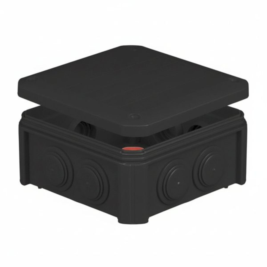 Коробка розподільча 90х90х52 IP55 зовнішня поліпр.самозат.850°С з сальник.гумов.чорн.IB401Vintage