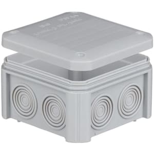 Коробка розподільча 90х90х52 IP54 зовнішня поліпроп.самозатух.850°С з кабел.вводами IB402 UNIKA