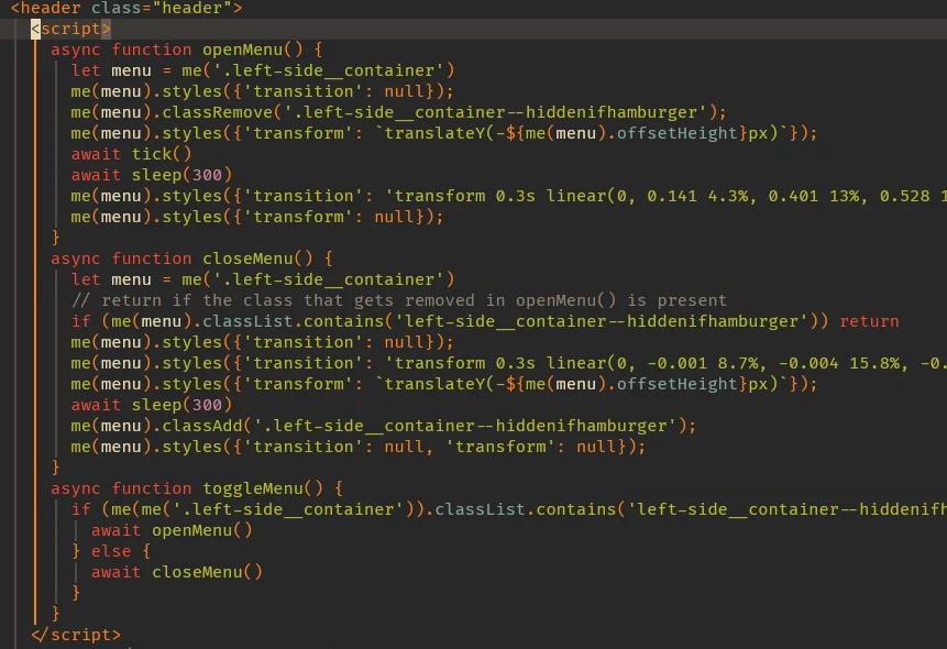 Screenshot of really messy and complicated JavaScript code
