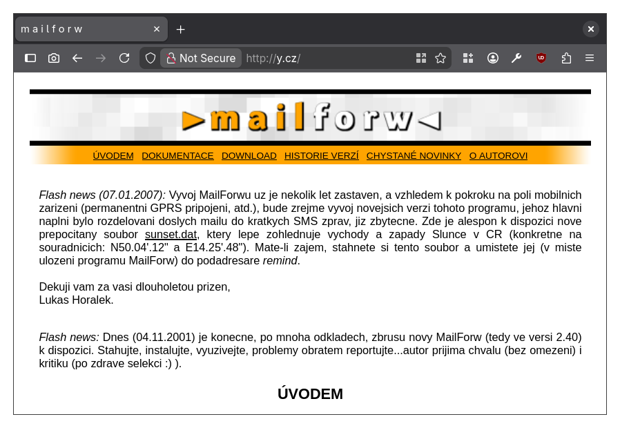 screenshot webu y.cz s předchozím textem