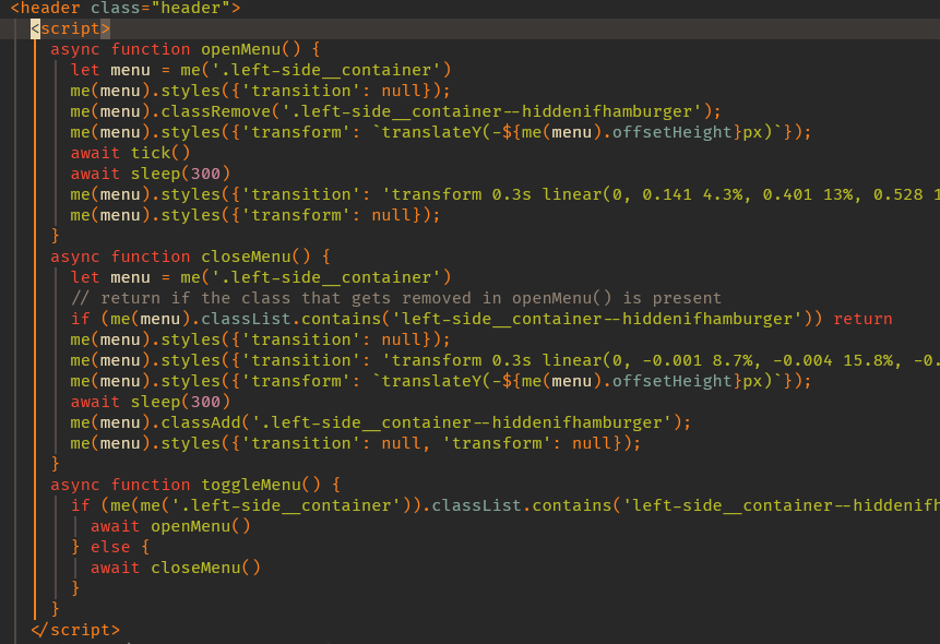 Screenshot of really messy and complicated JavaScript code