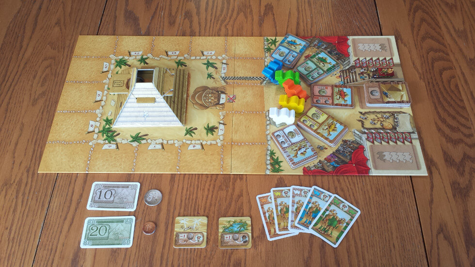 The Camel Up board The Camel Up race track set up for play