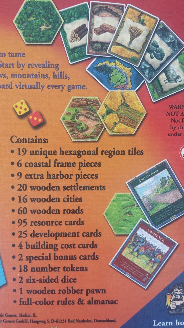 Catan contents list