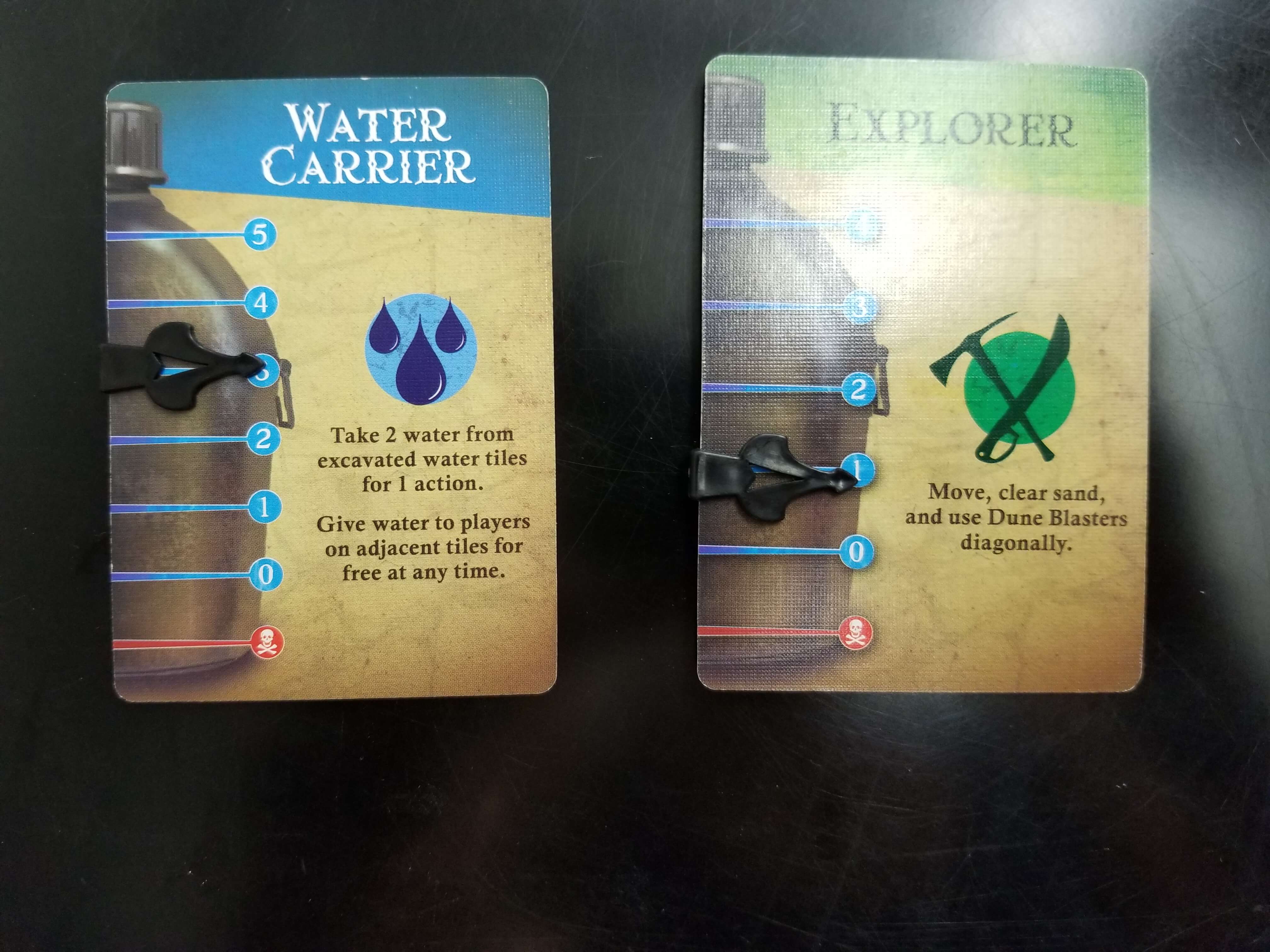 Water management in Forbidden Desert Tracking each player's water supply in Forbidden Desert