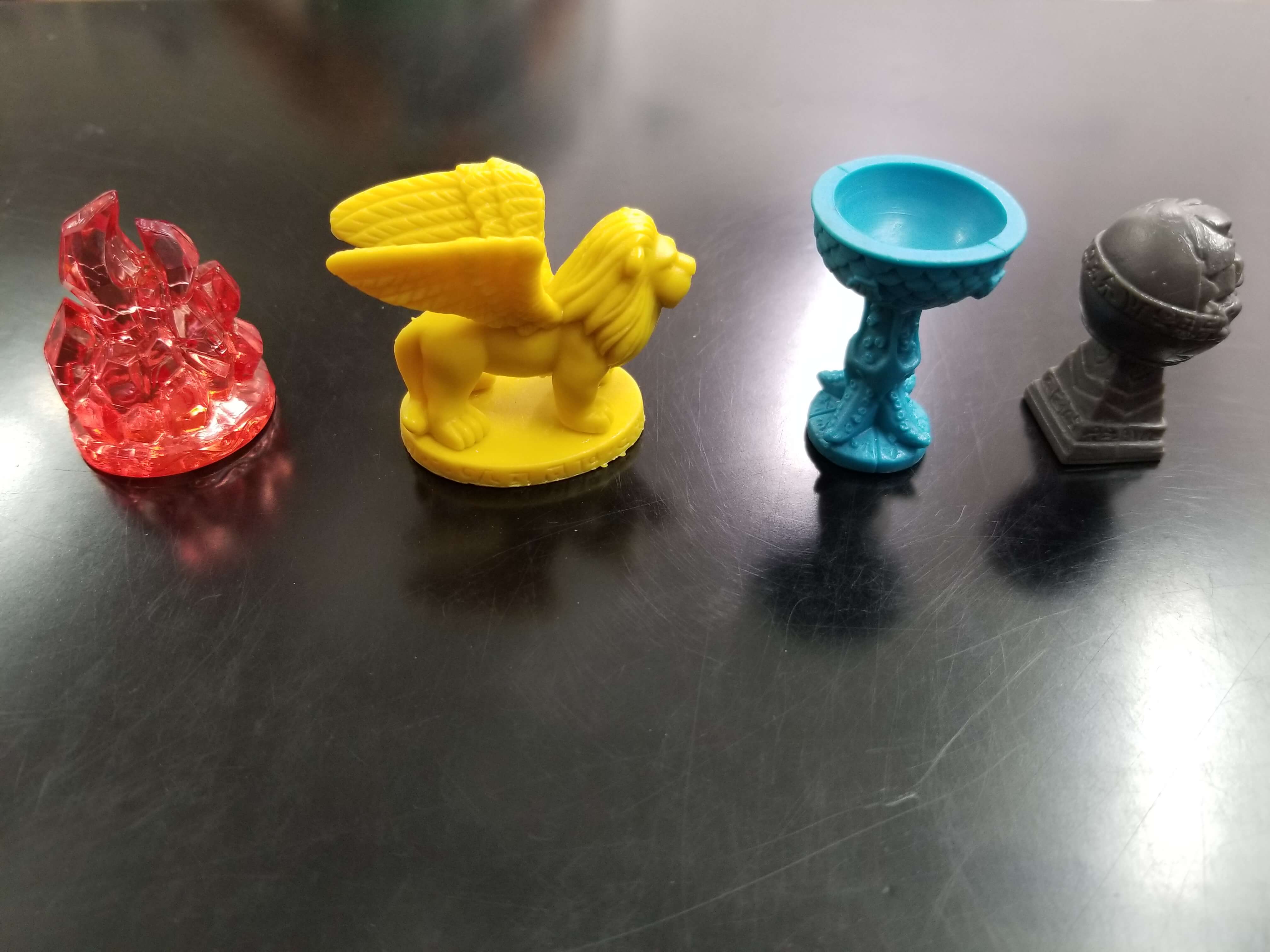 The four treasures players race to collect in Forbidden Island