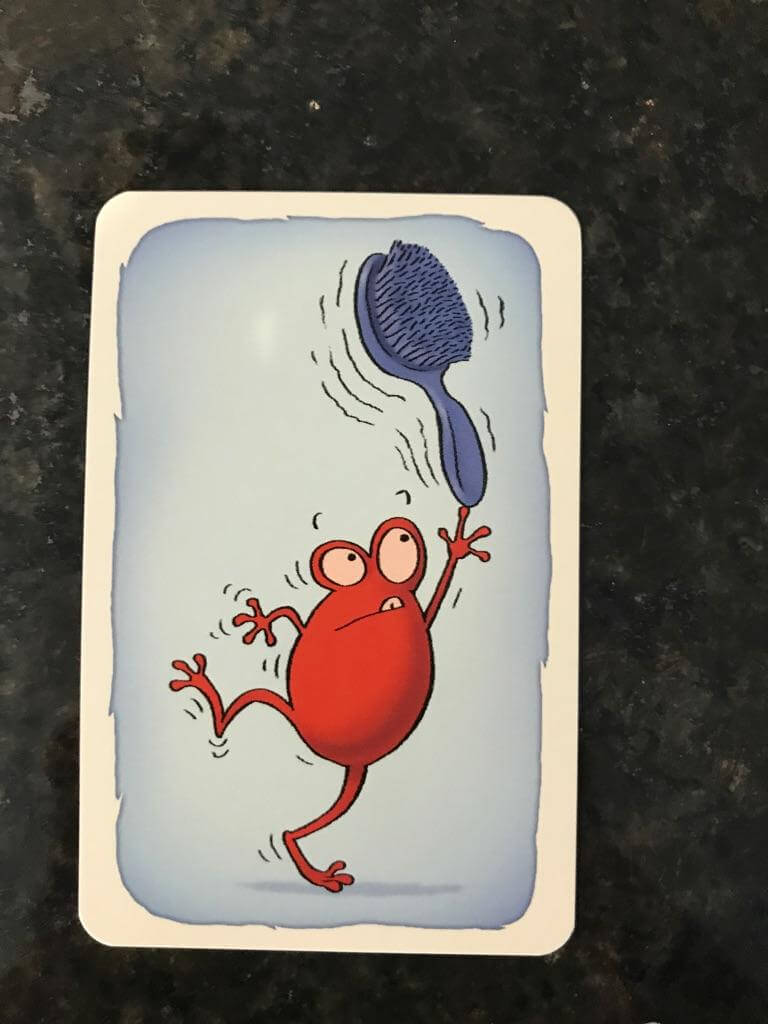 A card showing the item depicted in the correct color and shape